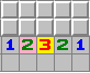 The pink 2 touches three squares and cannot be solved. The yellow 3 touches three squares and can be solved.