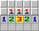 The 3 touches 3 squares so they must all be mines.