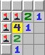 The 4 touches 4 squares so they must all be mines.